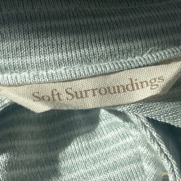 Soft Surroundings Tamara Green/White Striped Button Detail Knit Tunic NWT Sz L - Picture 6 of 9